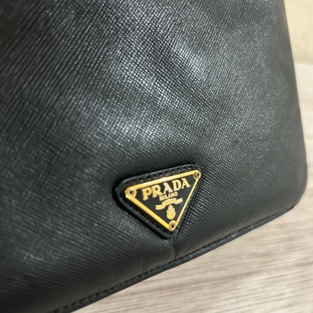 PRADA Red and Black Saffiano Leather iPad Sleeve with flame 🔥